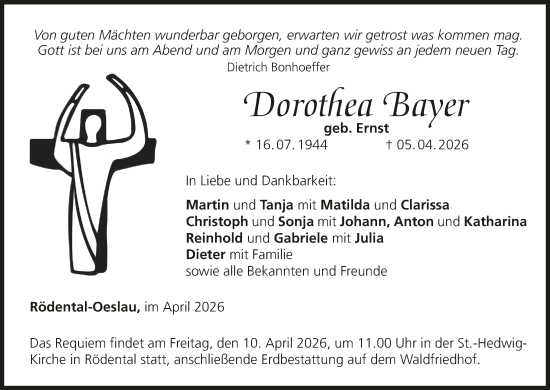 Anzeige von Dorothea Bayer von MGO