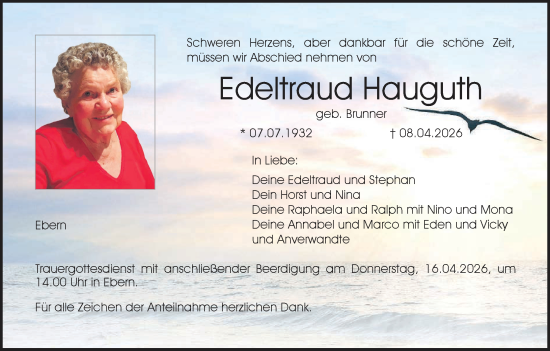 Anzeige von Edeltraud Hauguth von MGO