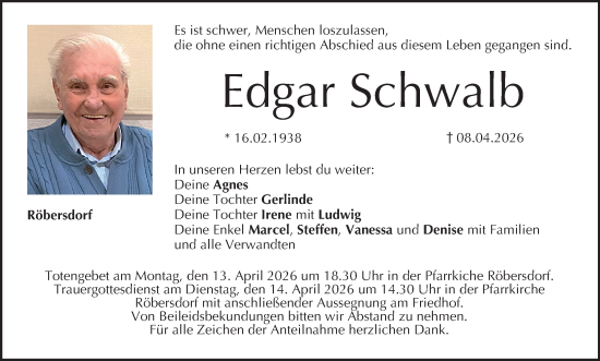 Anzeige von Edgar Schwalb von MGO