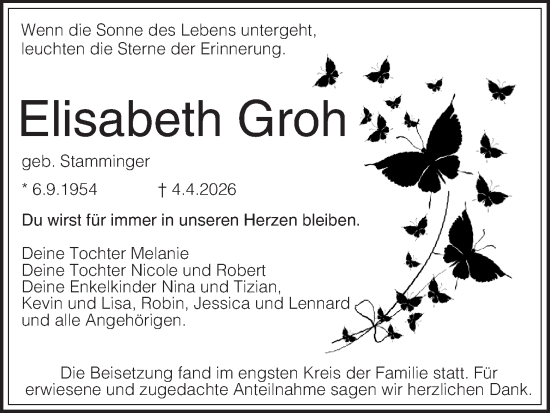 Anzeige von Elisabeth Groh von MGO