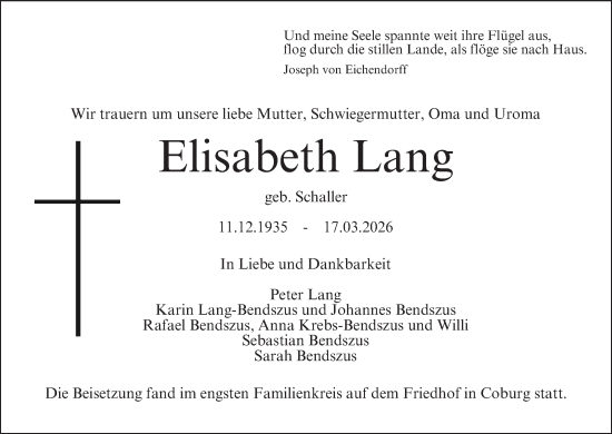 Anzeige von Elisabeth Lang von MGO
