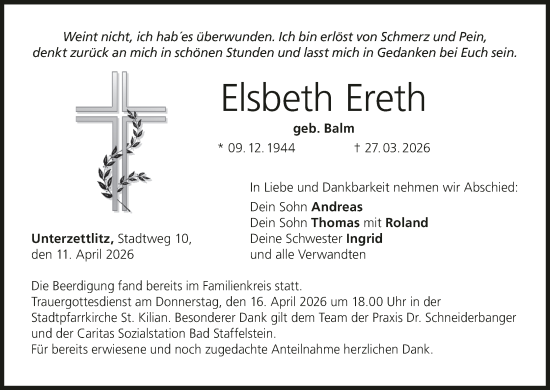 Anzeige von Elsbeth Ereth von MGO
