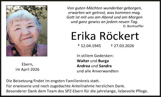 Anzeige von Erika Röckert von MGO