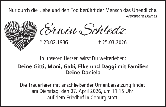 Anzeige von Erwin Schledz von MGO