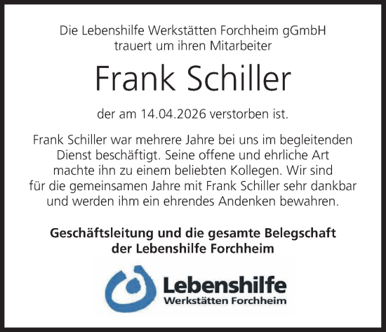 Anzeige von Frank Schiller von MGO