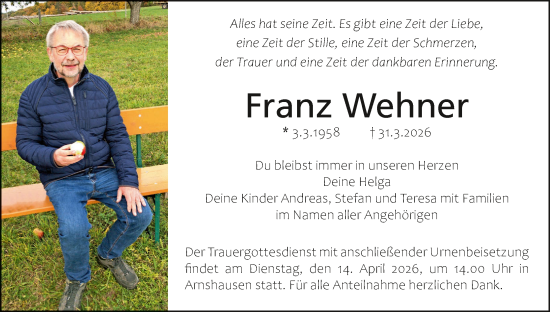 Anzeige von Franz Wehner von MGO