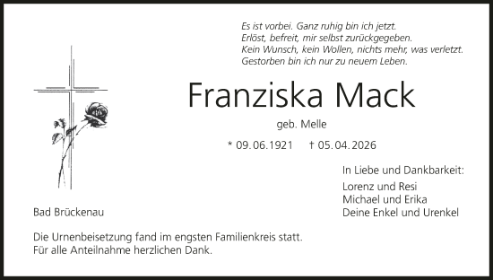 Anzeige von Franziska Mack von MGO
