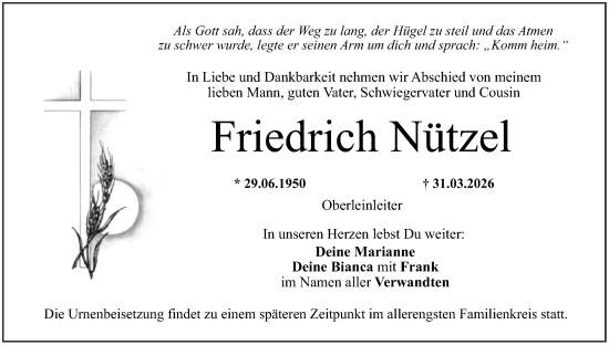 Anzeige von Friedrich Nützel von MGO