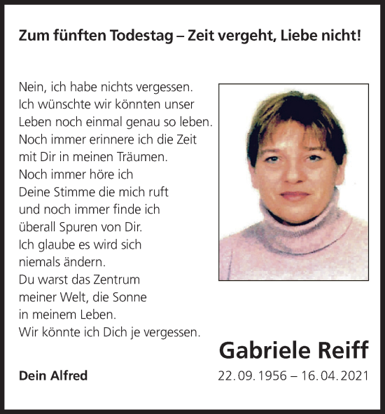 Anzeige von Gabriele Reiff von MGO