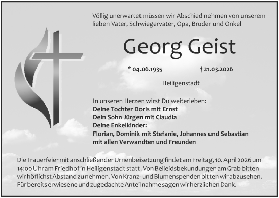 Anzeige von Georg Geist von MGO