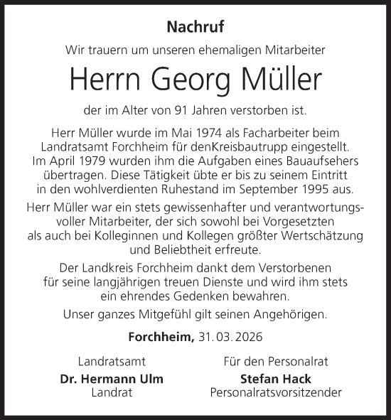 Anzeige von Georg Müller von MGO