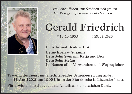 Anzeige von Gerald Friedrich von MGO