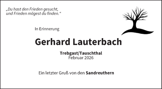 Anzeige von Gerhard Lauterbach von MGO
