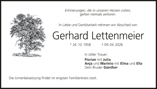 Anzeige von Gerhard Lettenmeier von MGO