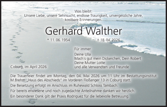 Anzeige von Gerhard Walther von MGO