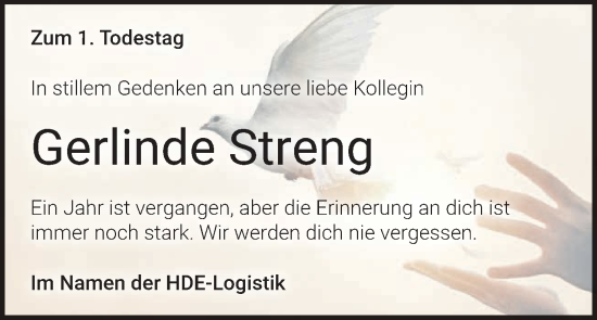 Anzeige von Gerlinde Streng von MGO