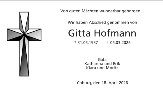 Anzeige von Gitta Hofmann von MGO