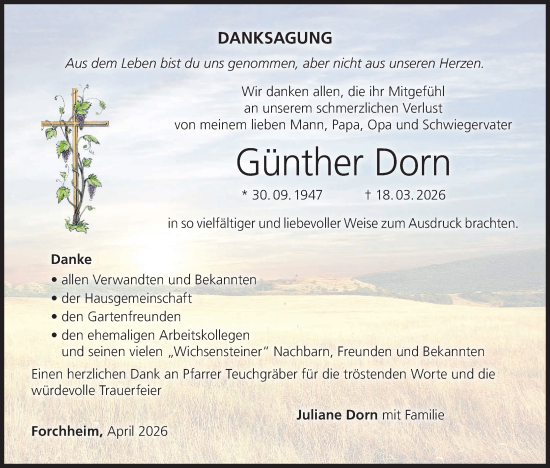 Anzeige von Günther Dorn von MGO