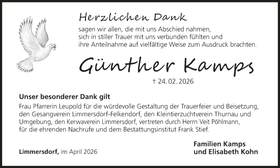 Anzeige von Günther Kamps von MGO