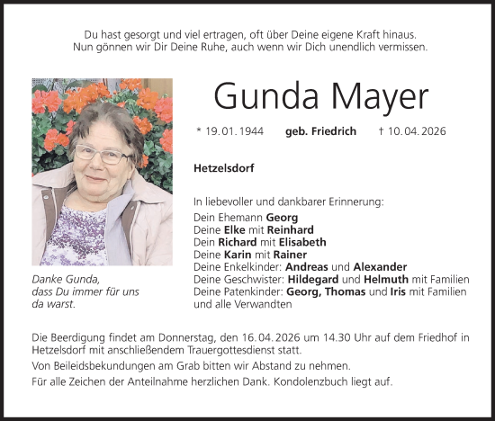 Anzeige von Gunda Mayer von MGO