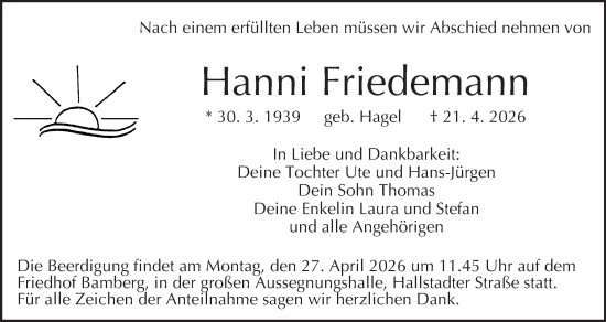 Anzeige von Hanni Friedemann von MGO