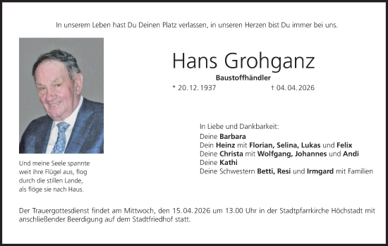 Anzeige von Hans Grohganz von MGO