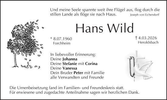 Anzeige von Hans Wild von MGO
