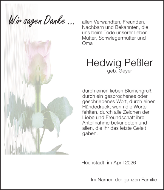 Anzeige von Hedwig Peßler von MGO