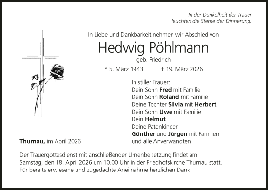 Anzeige von Hedwig Pöhlmann von MGO