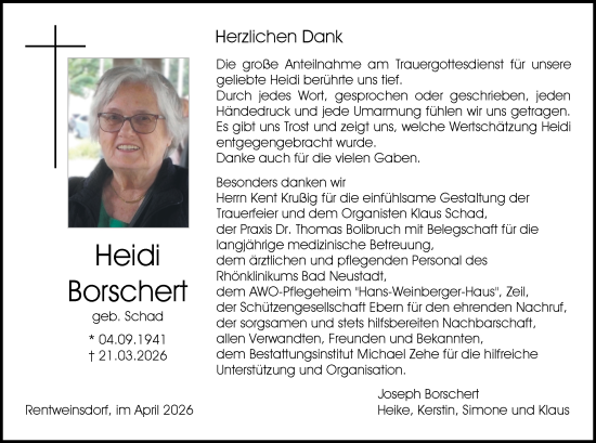 Anzeige von Heidi Borschert von MGO