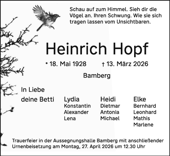 Anzeige von Heinrich Hopf von MGO