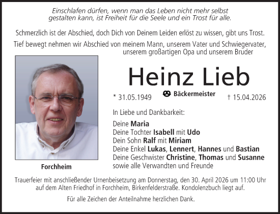 Anzeige von Heinz Lieb von MGO