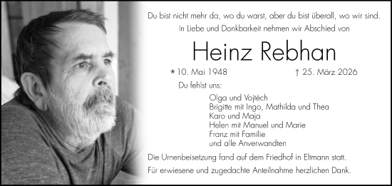 Anzeige von Heinz Rebhan von MGO