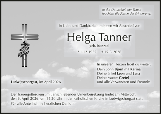 Anzeige von Helga Tanner von MGO