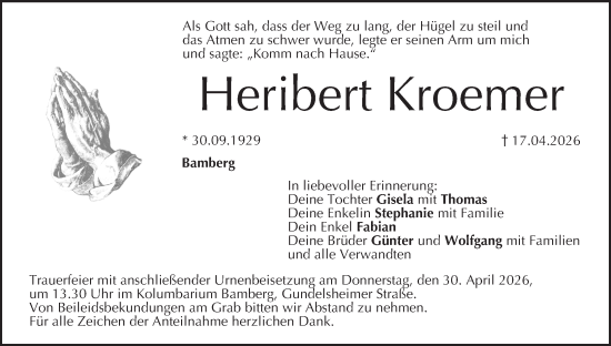 Anzeige von Heribert Kroemer von MGO