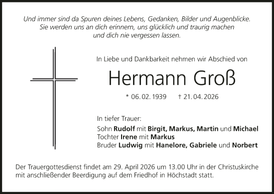 Anzeige von Hermann Groß von MGO