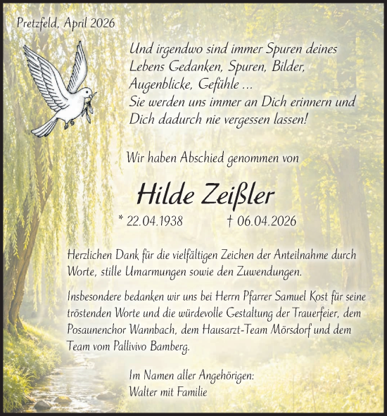 Anzeige von Hilde Zeißler von MGO