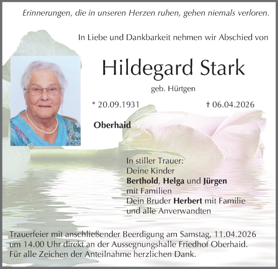 Anzeige von Hildegard Stark von MGO