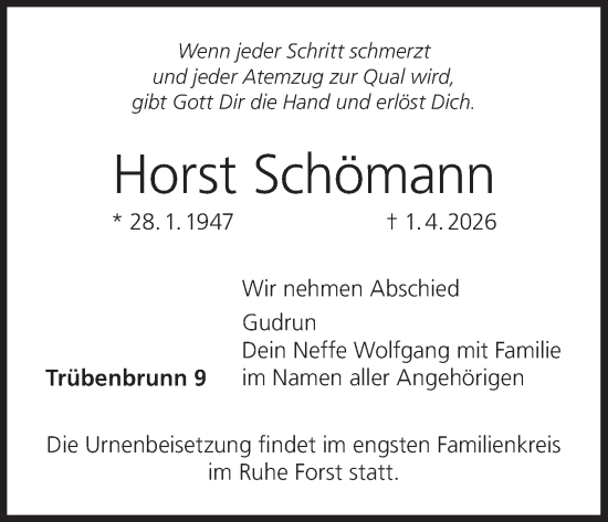 Anzeige von Horst Schömann von MGO