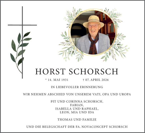 Anzeige von Horst Schorsch von MGO