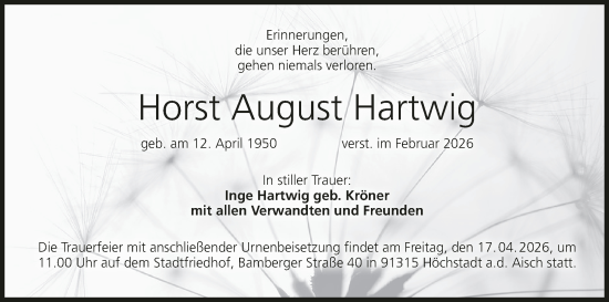 Anzeige von Horst August Hartwig von MGO