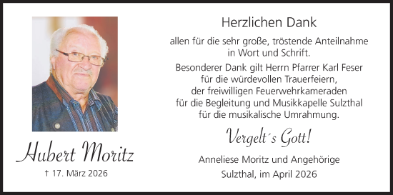Anzeige von Hubert Moritz von MGO