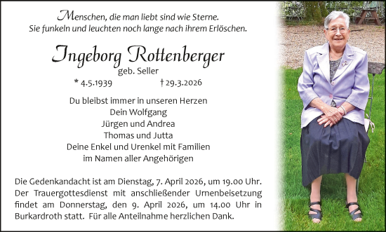 Anzeige von Ingeborg Rottenberger von MGO