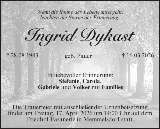 Anzeige von Ingrid Dykast von MGO
