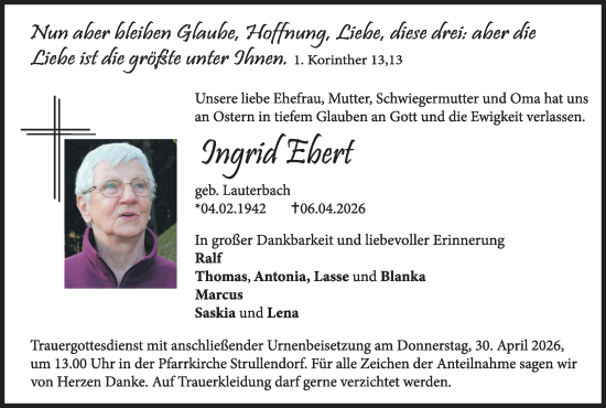 Anzeige von Ingrid Ebert von MGO