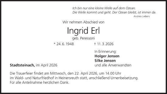 Anzeige von Ingrid Erl von MGO