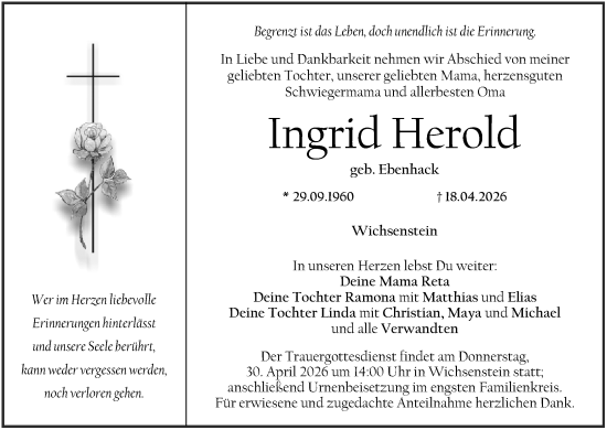 Anzeige von Ingrid Herold von MGO