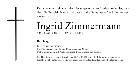 Anzeige von Ingrid Zimmermann von MGO
