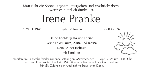 Anzeige von Irene Pranke von MGO
