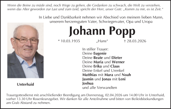 Anzeige von Johann Popp von MGO